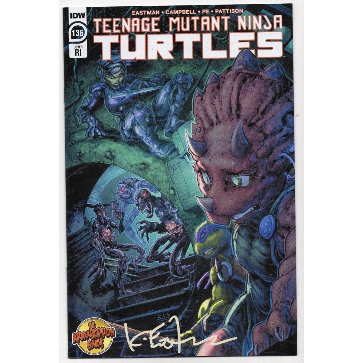 TMNT 136 IDW (2024) NM Comic Book RI Variant Signed Kevin Eastman COA