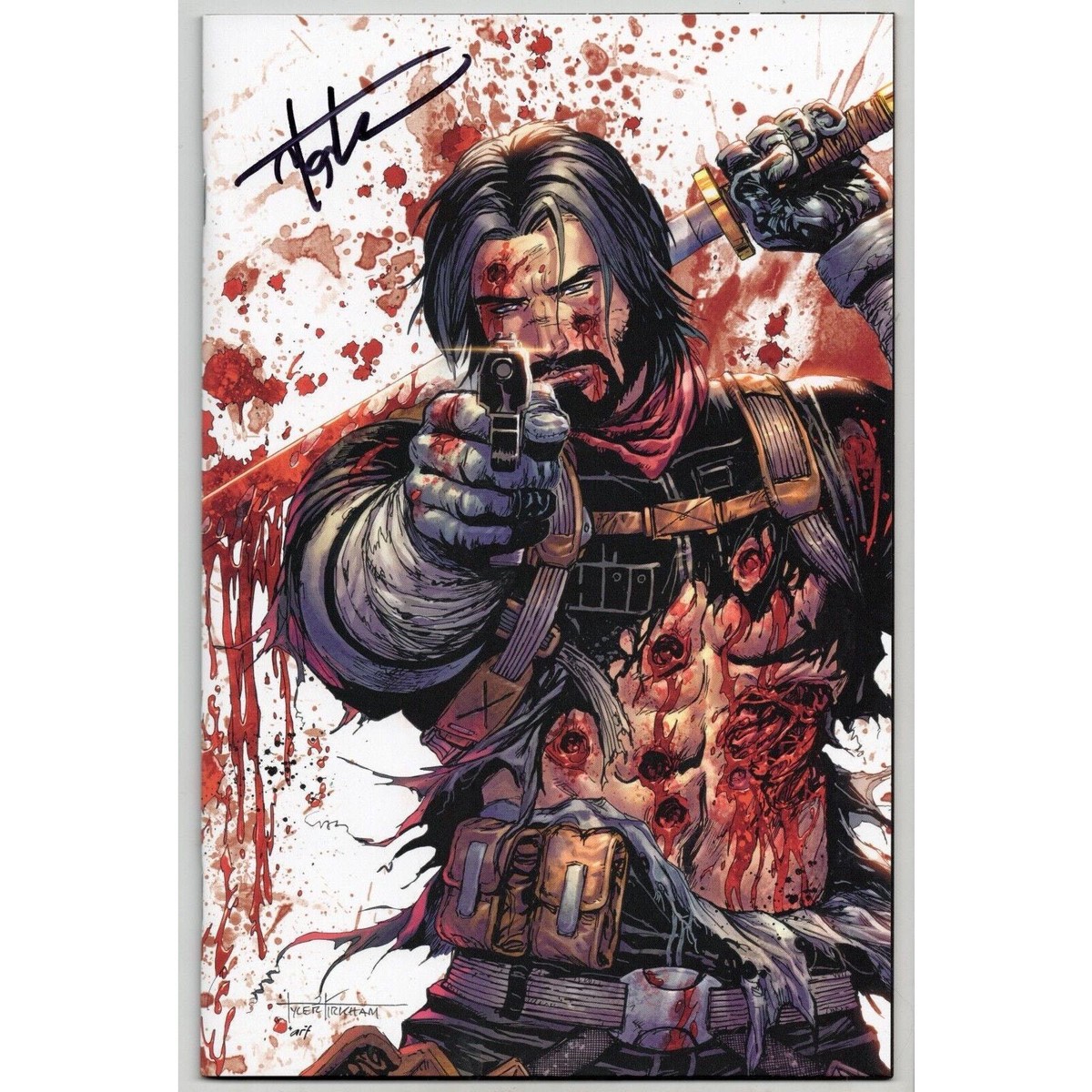 Brzrkr 1 Battle Damage Virgin Signed Tyler Kirkham COA BOOM Comics