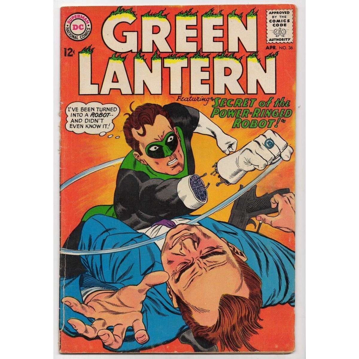 GREEN LANTERN 36 DC (1965) Silver Age Gil Kane Cover Art vs Mr Marlow