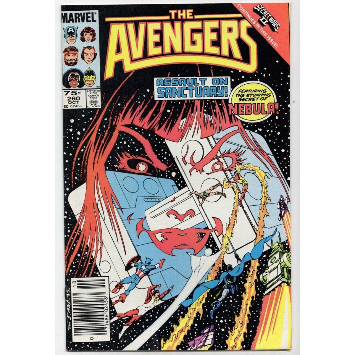 Avengers 260 Marvel Comics (1985) Newsstand Origin And Cover App of Nebula