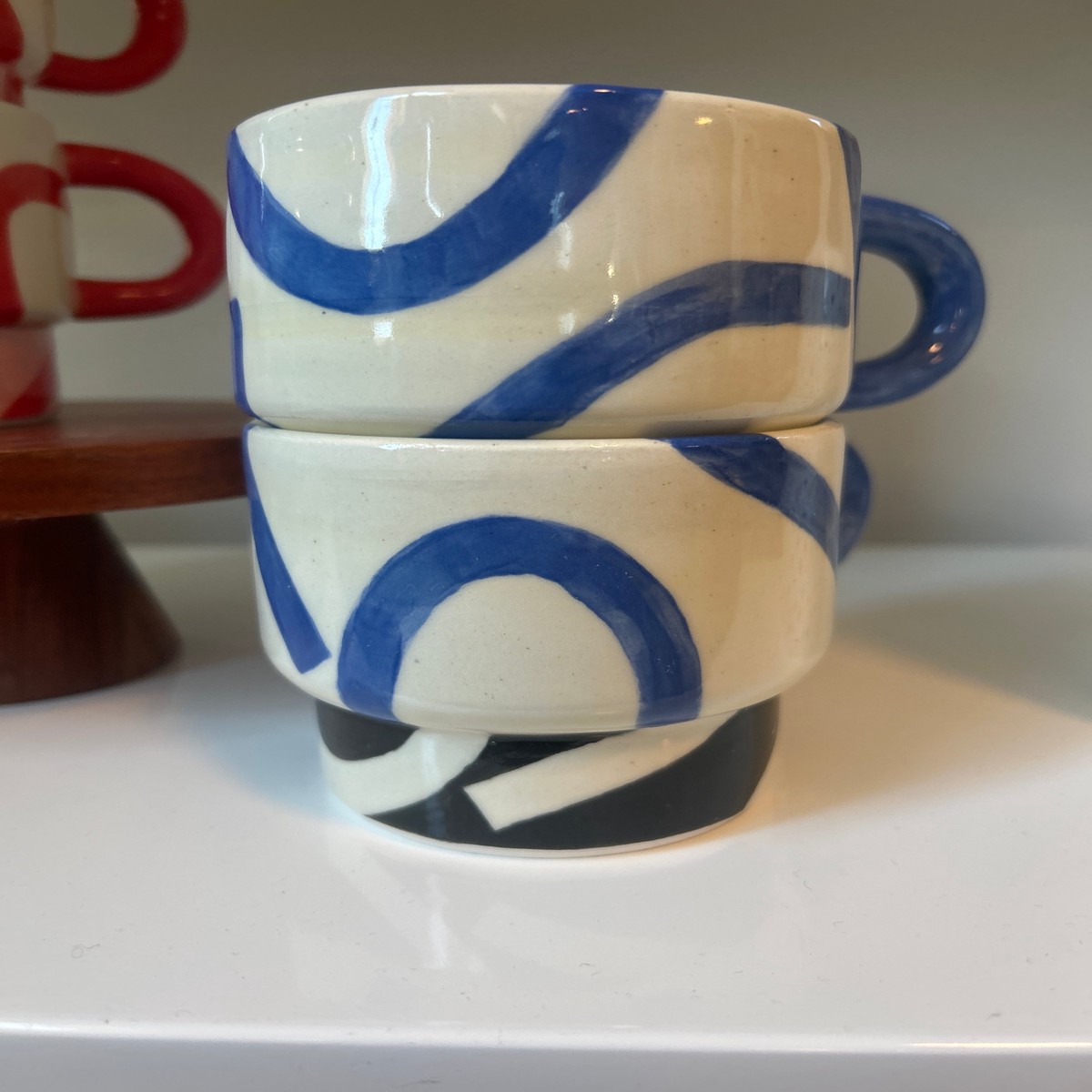 mod blueblack stacking mug Set