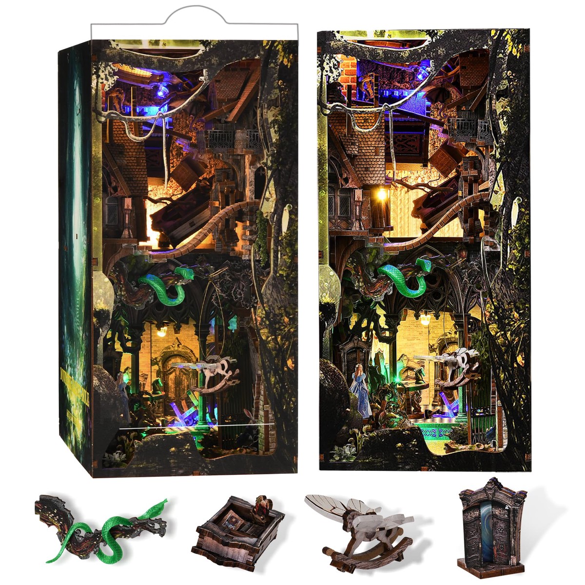 Alice-Inspired Book Nook Kit Unique Fantasy DIY Gift for Readers