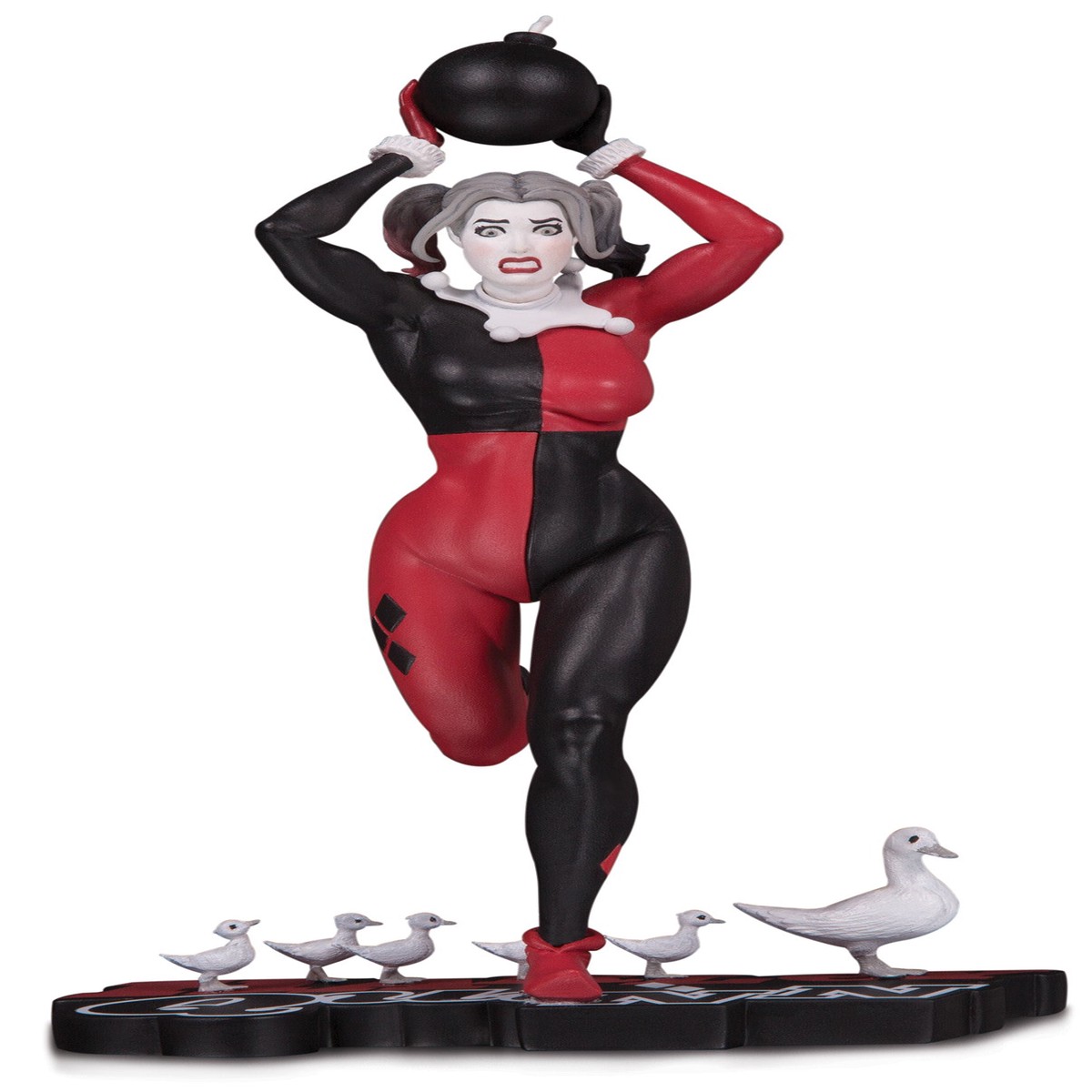 HARLEY QUINN RED WHITE BLACK STATUE BY FRANK CHO