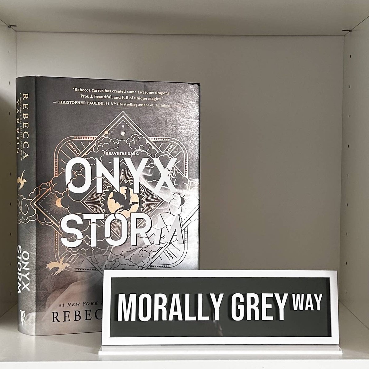 Acrylic Shelf Sign Morally Grey Way
