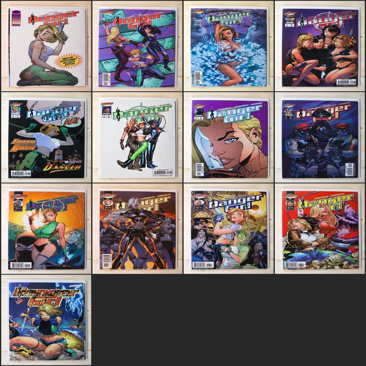 Danger Girl 1-12 and Preview Image (1998) NM Avg Run