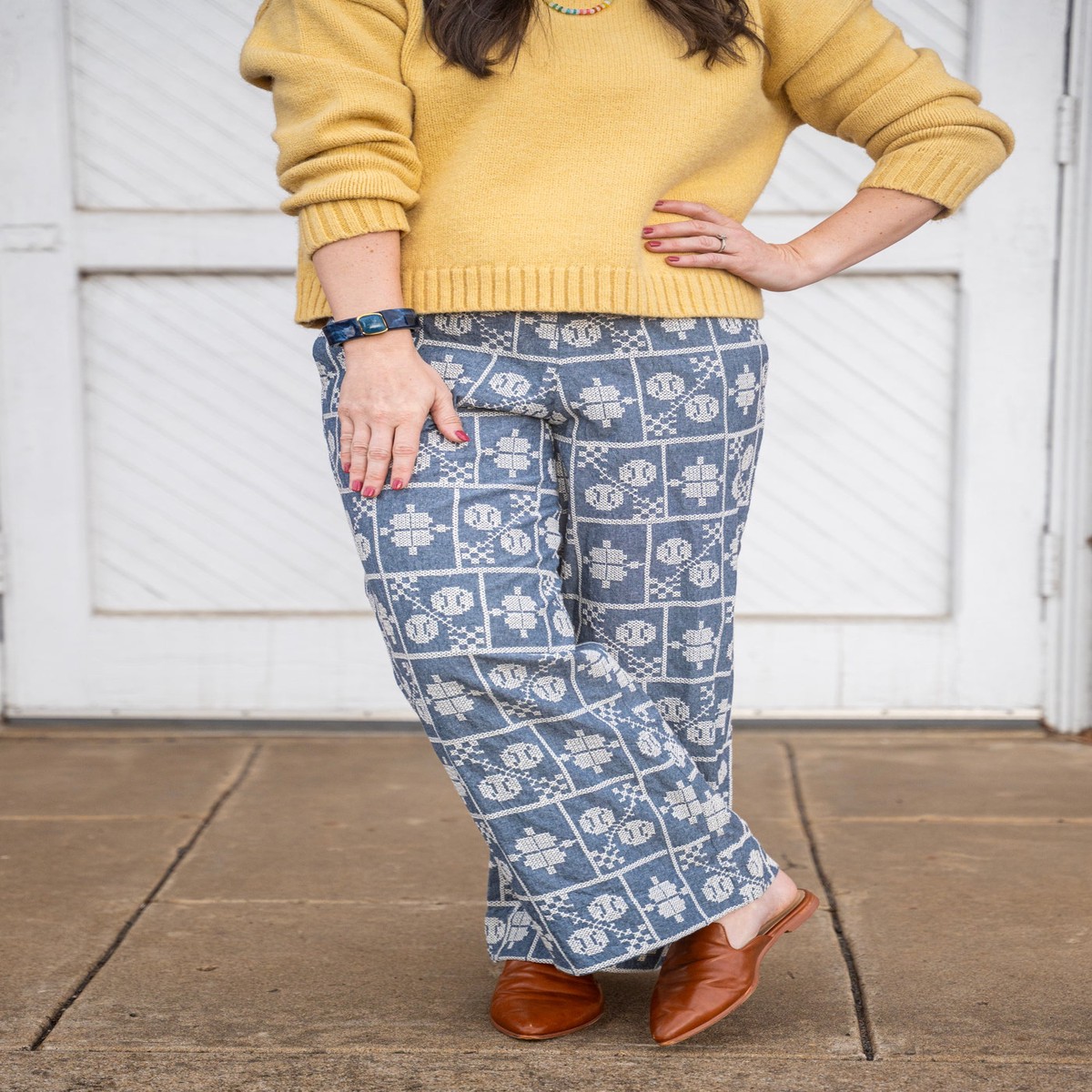 Indigo Embroidered Pants