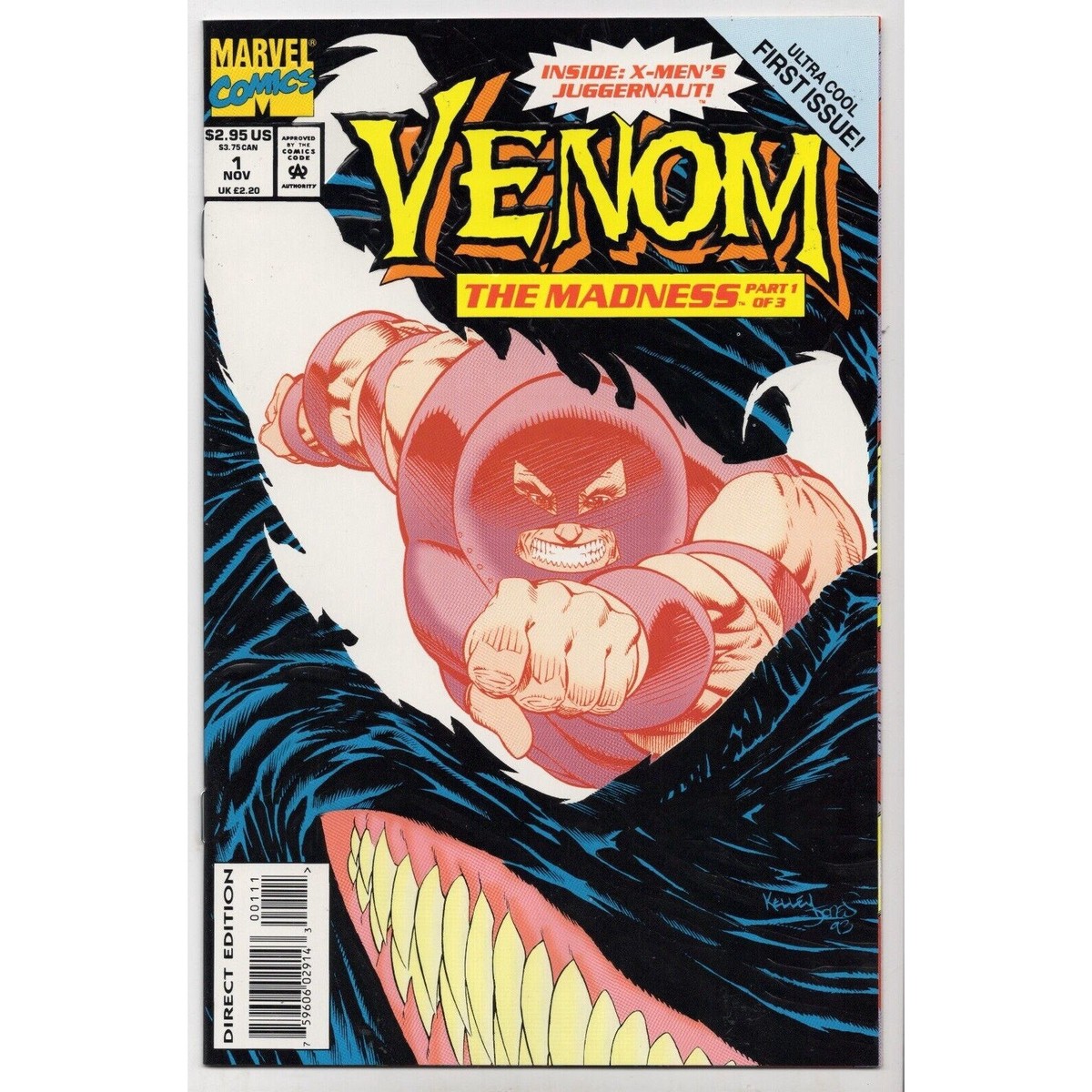 Venom the Madness 1 Marvel Comics (1993) Juggernaut Embossed Cover