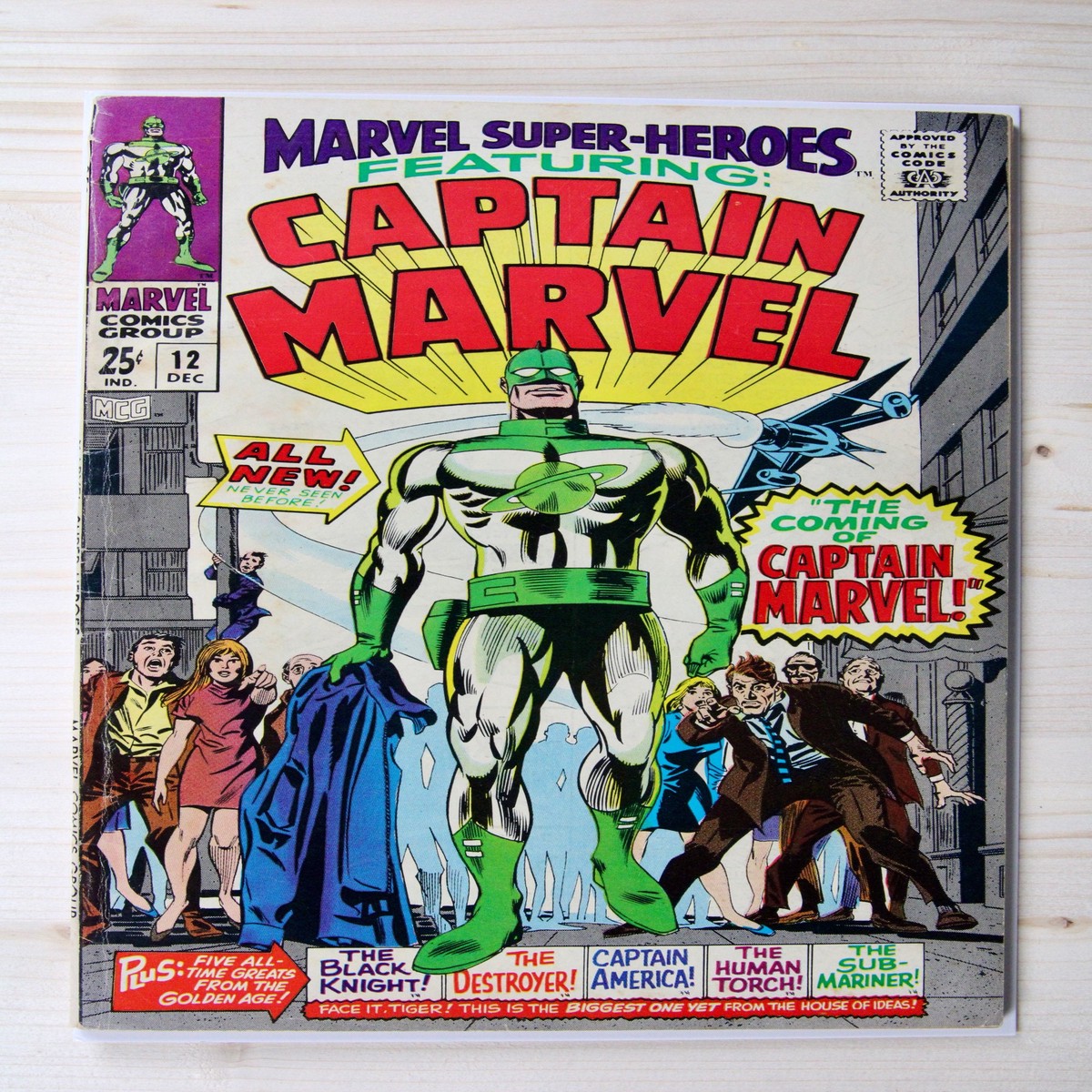Marvel Super-Heroes 12 Marvel (1967) 55 FN- Stan Lee Story 1st Captain Marvel