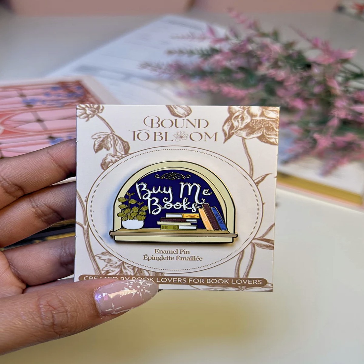 Buy Me Books Enamel Pin