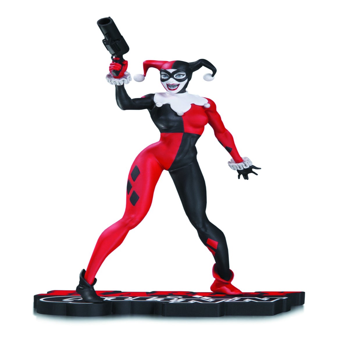 HARLEY QUINN RED WHITE BLACK STATUE BY JIM LEE
